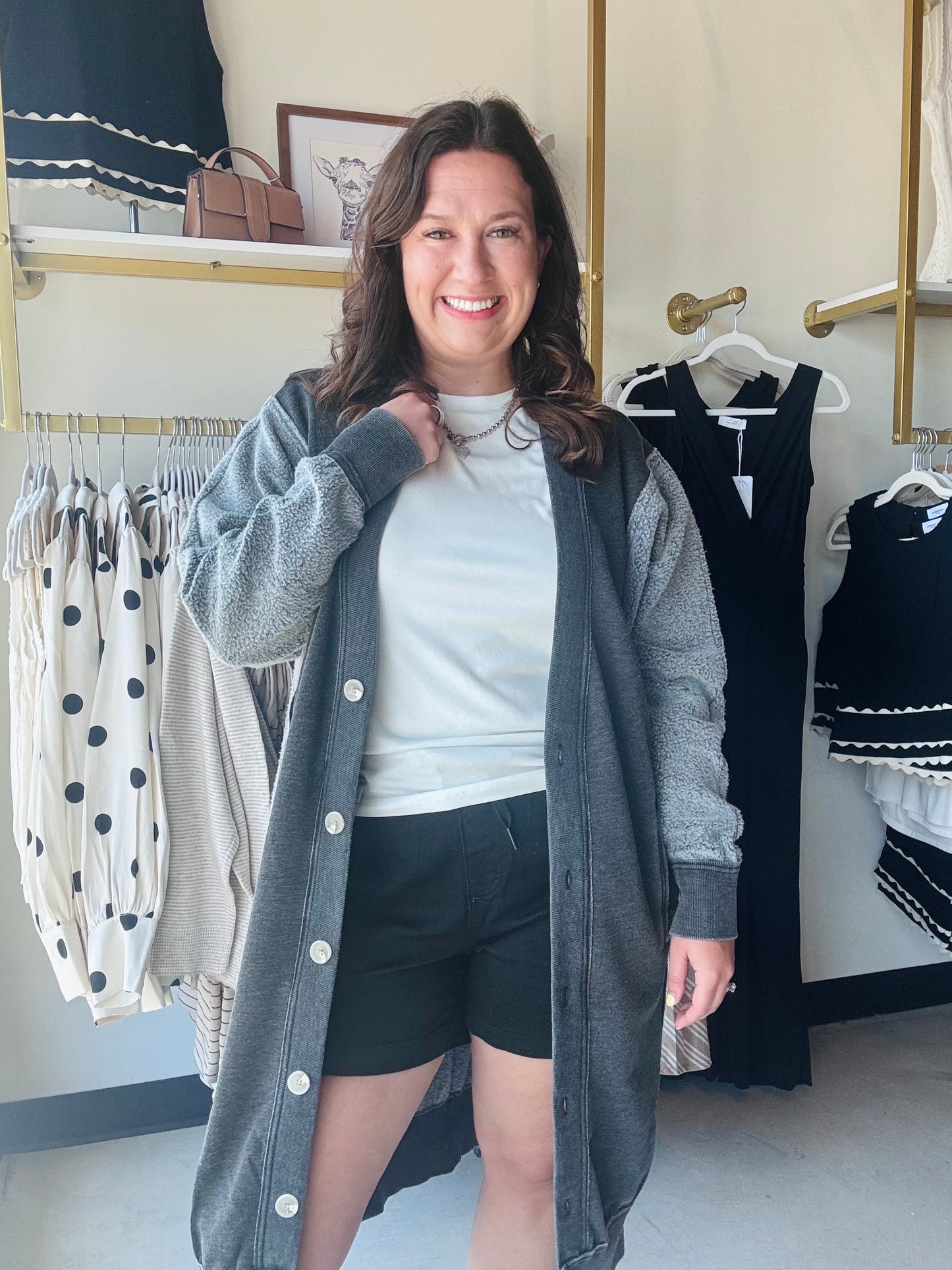 Charcoal Desi Sweatshirt Cardigan