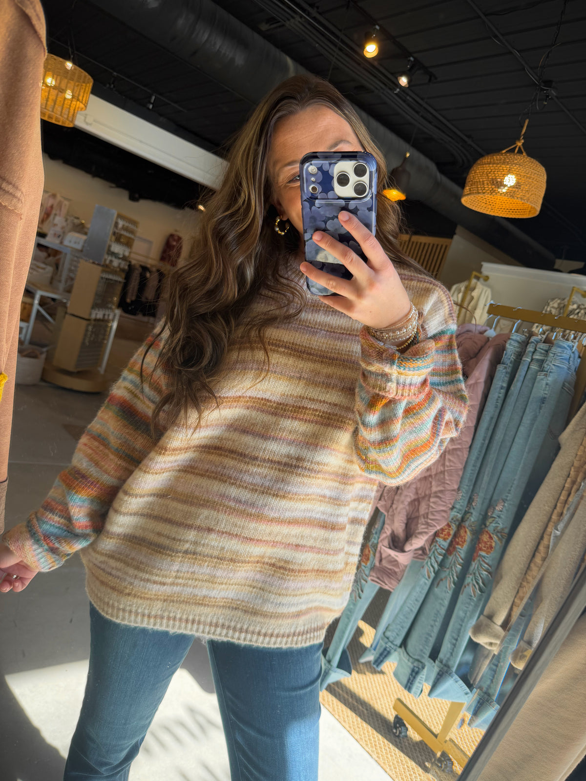 Khaki Multi Stripe Sweater