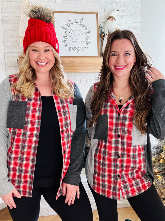 Red & Grey Plaid Shacket