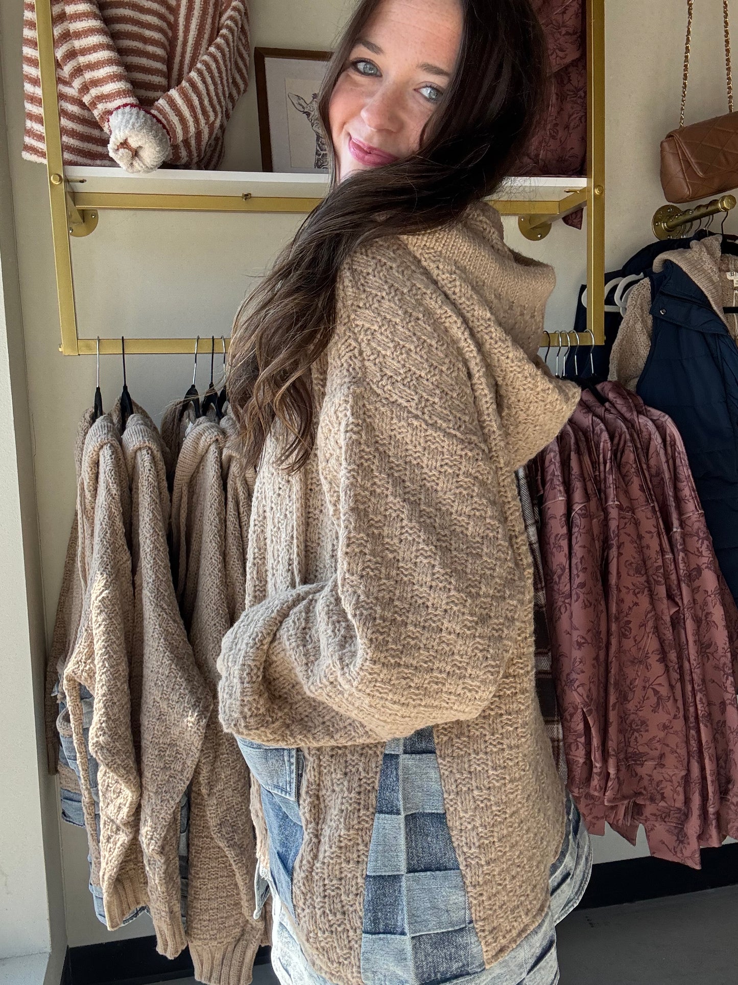 Check Pocket Sweater Hoodie