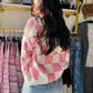 Pink & White Checkered Hoodie