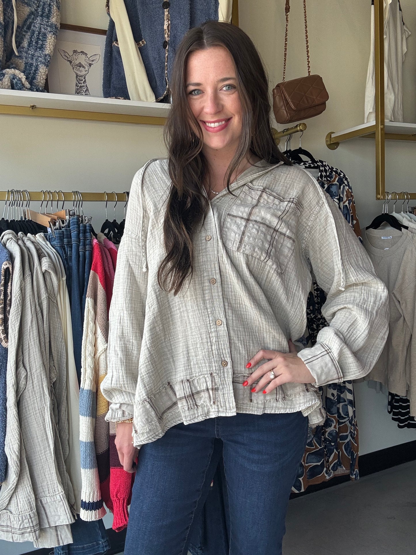 Plaid Washed Cotton Hoodie