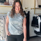 Grey Pico Stitch Cap Sleeve Top