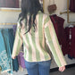 Light Olive Striped Button Sweater