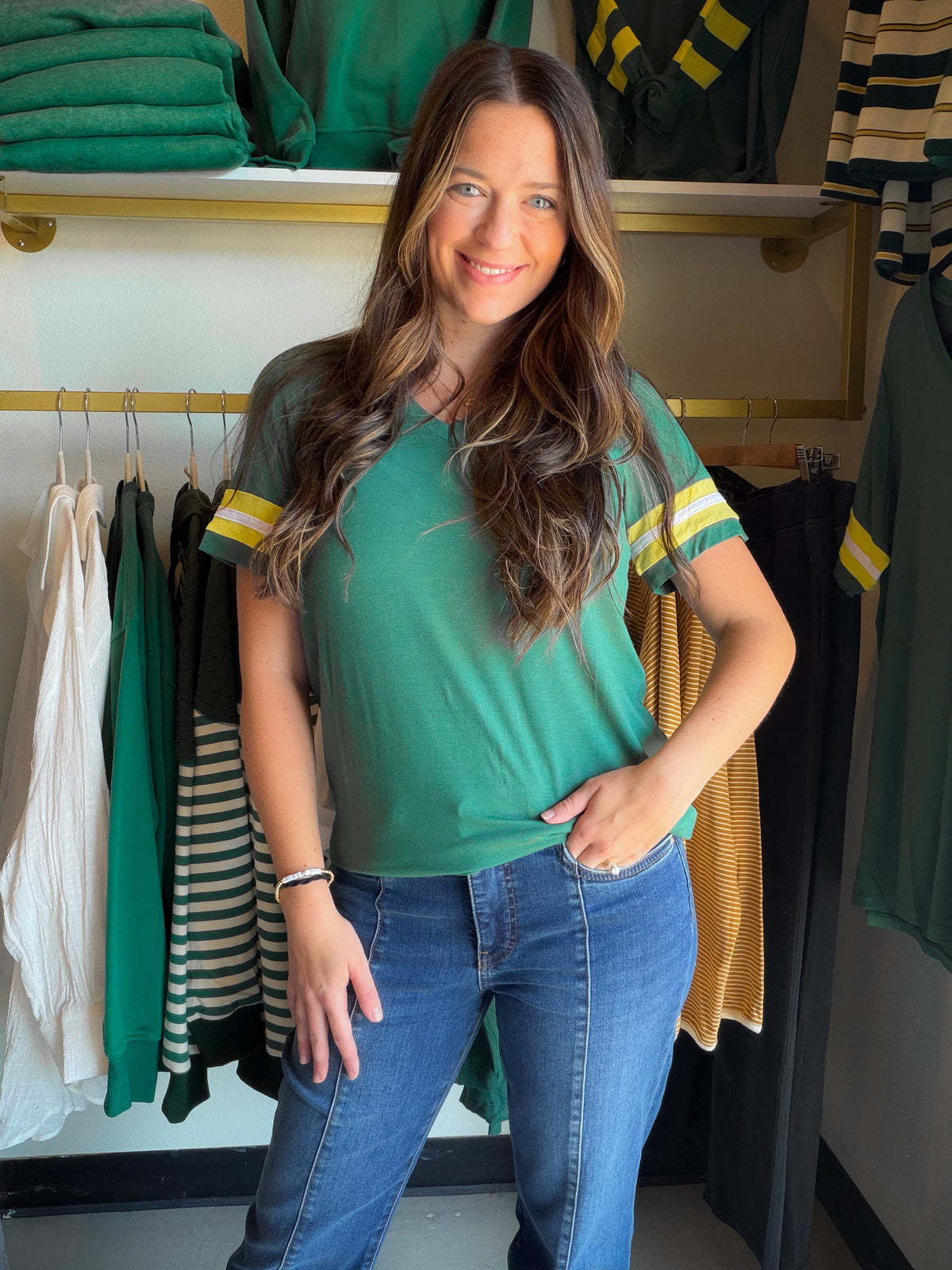 Tessa Green & Gold Short Sleeve