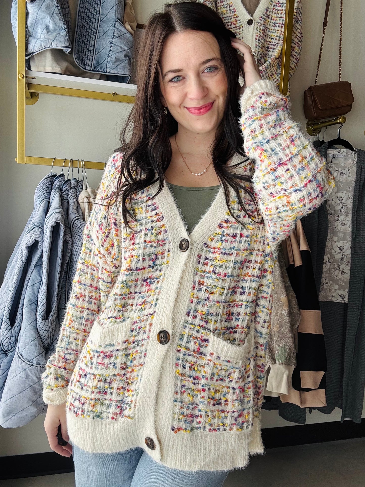 Colorful button up cardigan