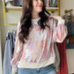Peach Quilt Print Pullover