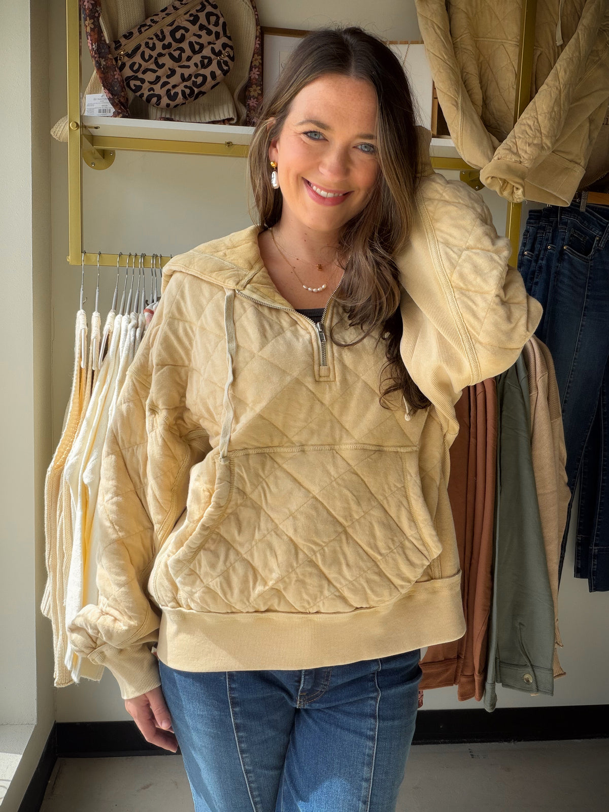 Dandelion Quilted Quarter Zip Hoodie