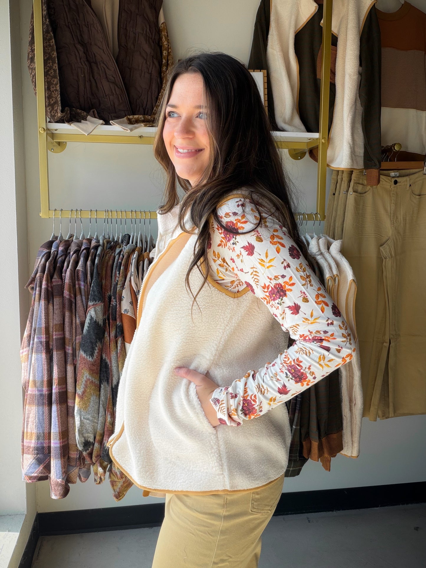 Cream Sherpa Accent Vest