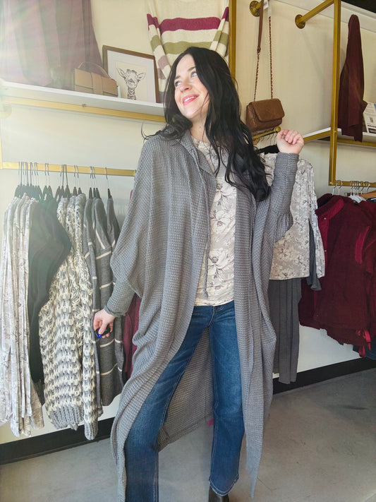 Charcoal Hooded Duster Cardi