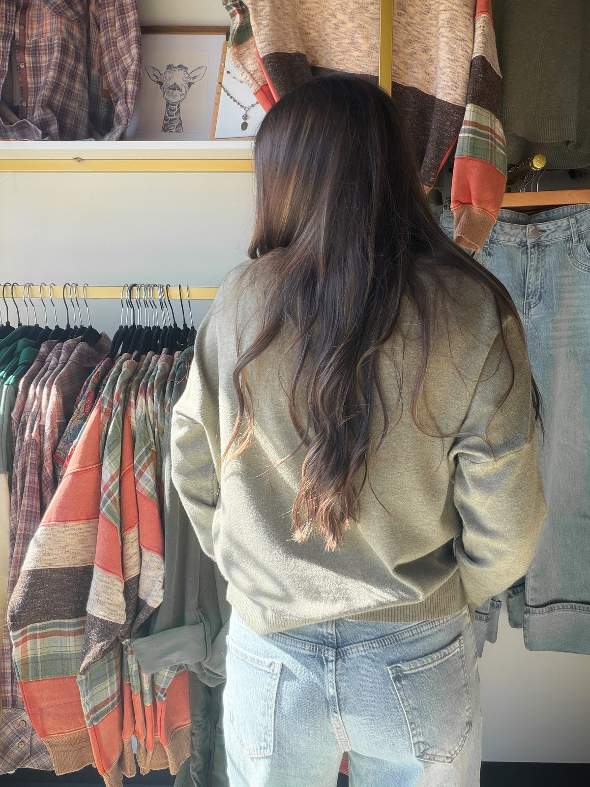 Heather Olive Round Neck Sweater