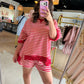 Red Stripe Oversized Lounge Set