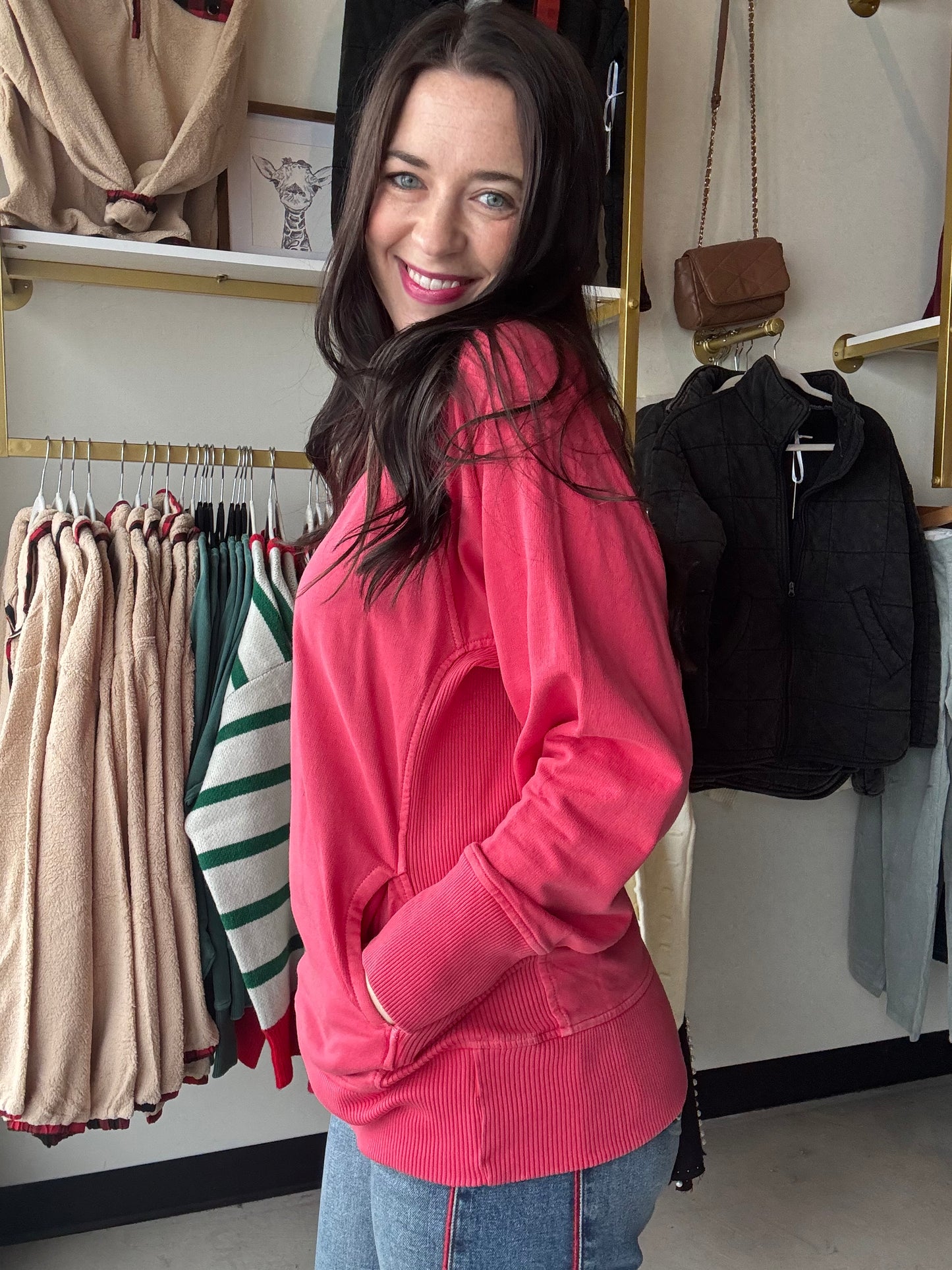 Dark Red Pigment Dyed Pullover