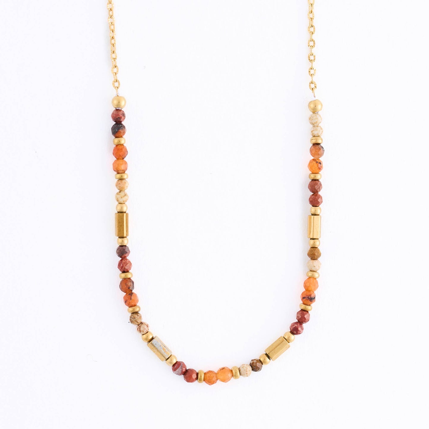 Waterproof Necklace 15" Jasper Beaded Gemstone Agate Narelle