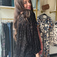 Black Burnout Button Top