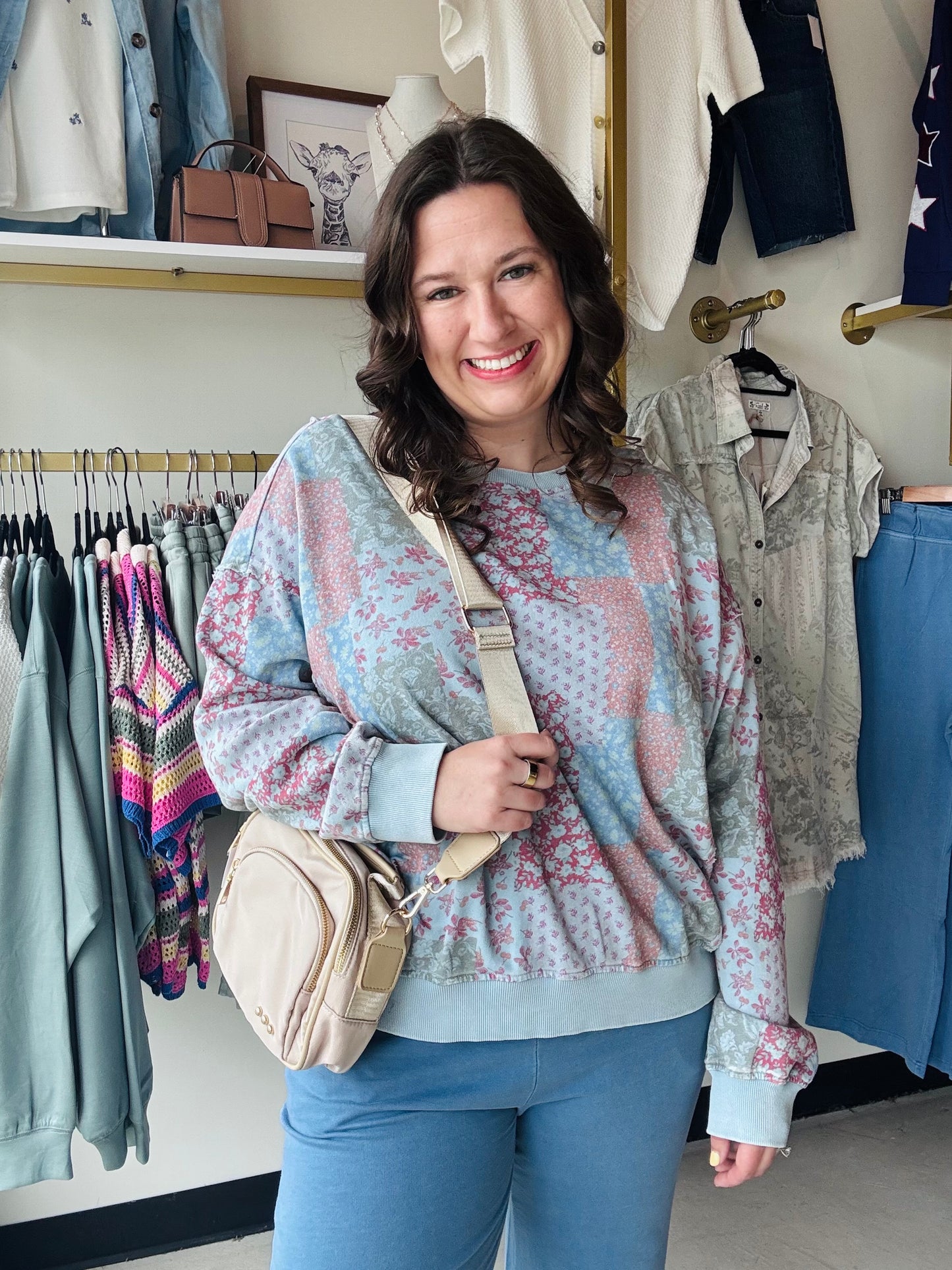 Peri Blue Patchwork Pullover