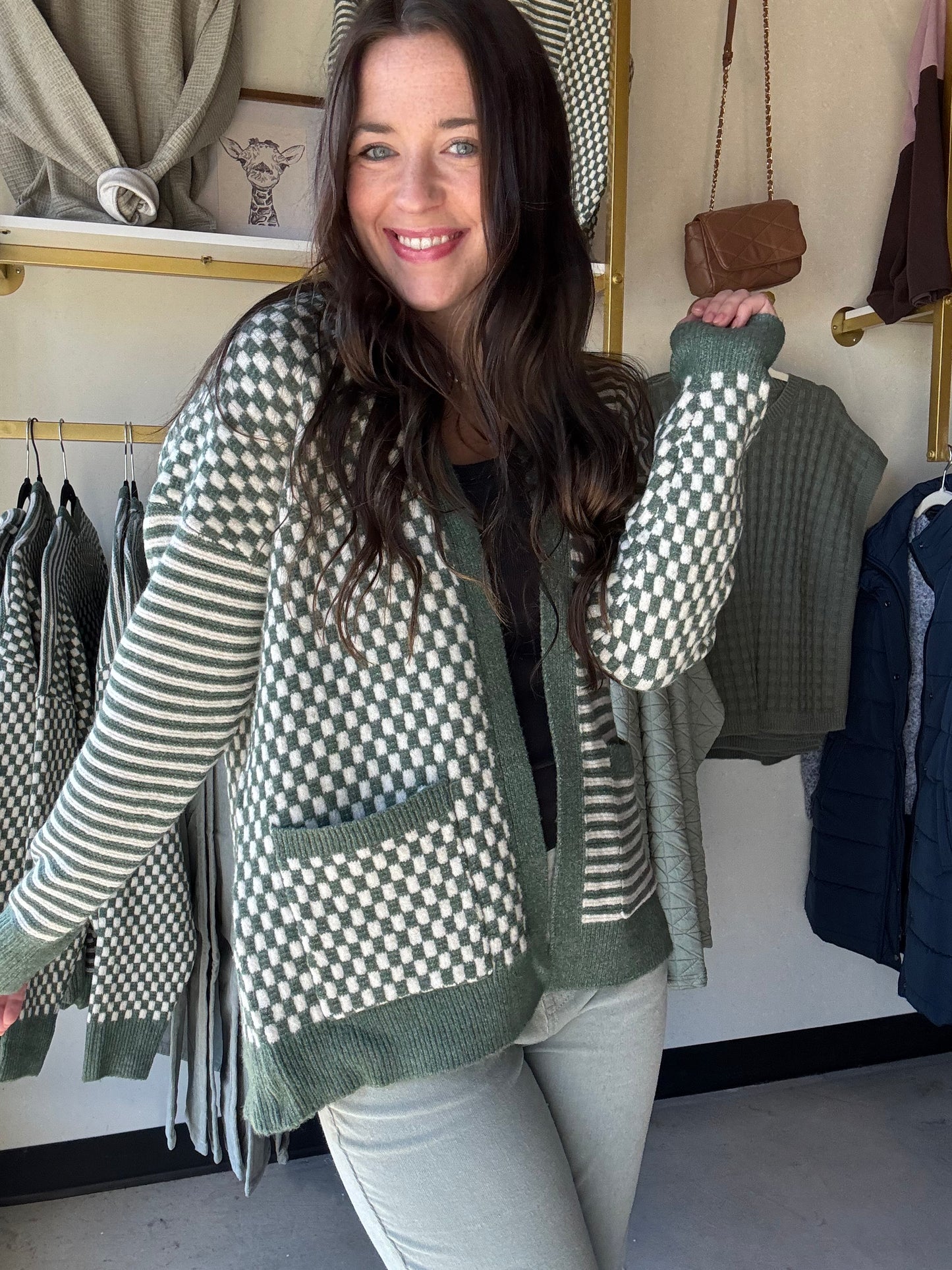 Dark Sage Asymmetrical Cardigan