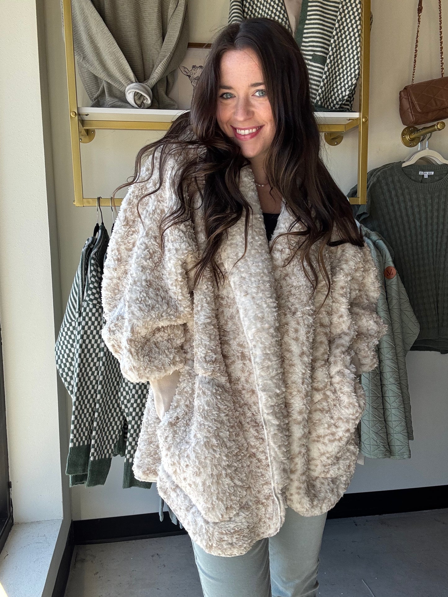 Snow Leopard Sherpa Hoodie