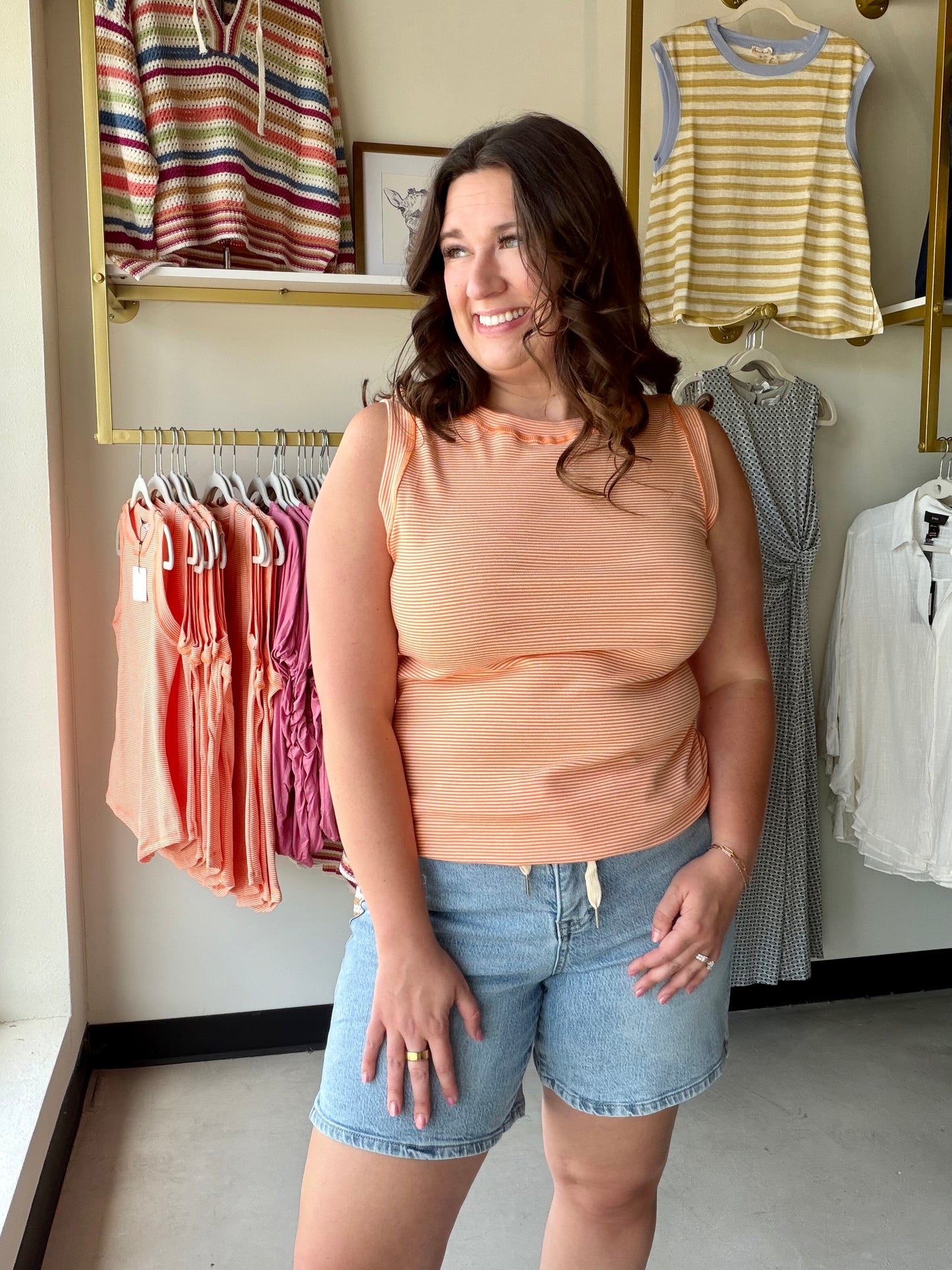 Orange Morgan Striped Tank