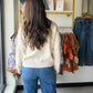Beige Fall Floral Sweater