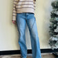 Decorative Seam Wide Leg Denim