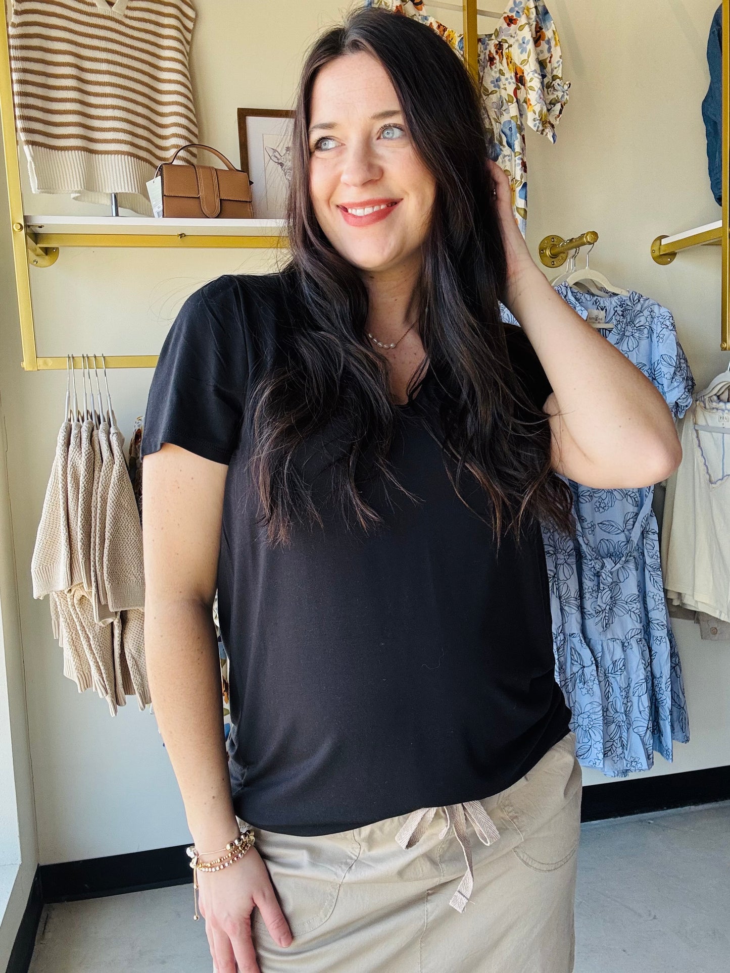 Black Tatiana V Neck