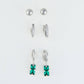 Holiday Christmas Silver Bagette Earring Trio
