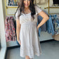 Natural Stripe Flutter Sleeve Dress