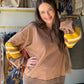 Mocha Accent Sleeve Half Zip