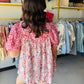 Strawberry Contrast Puff Sleeve Blouse