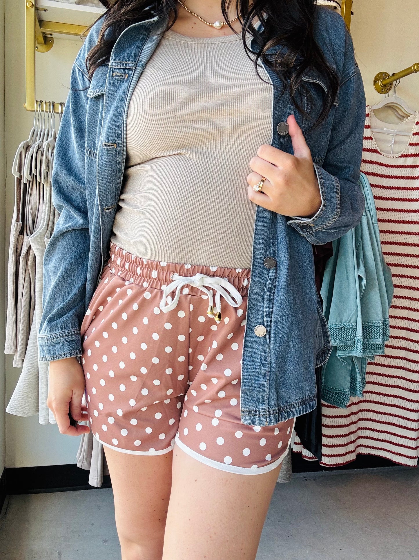 Mocha Polka Dot Everyday Shorts