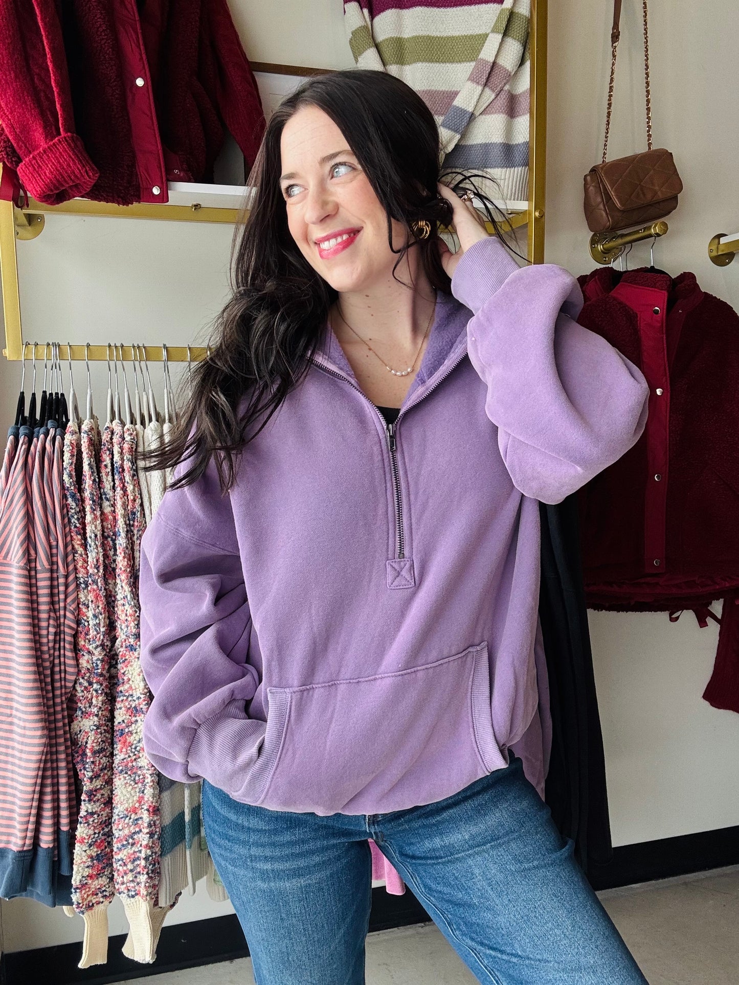 Periwinkle Elastic Hem Hoodie