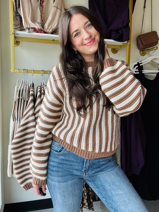Mocha Vertical Stripe Sweater