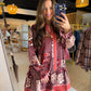 Wine Mix Abstract Mini Dress