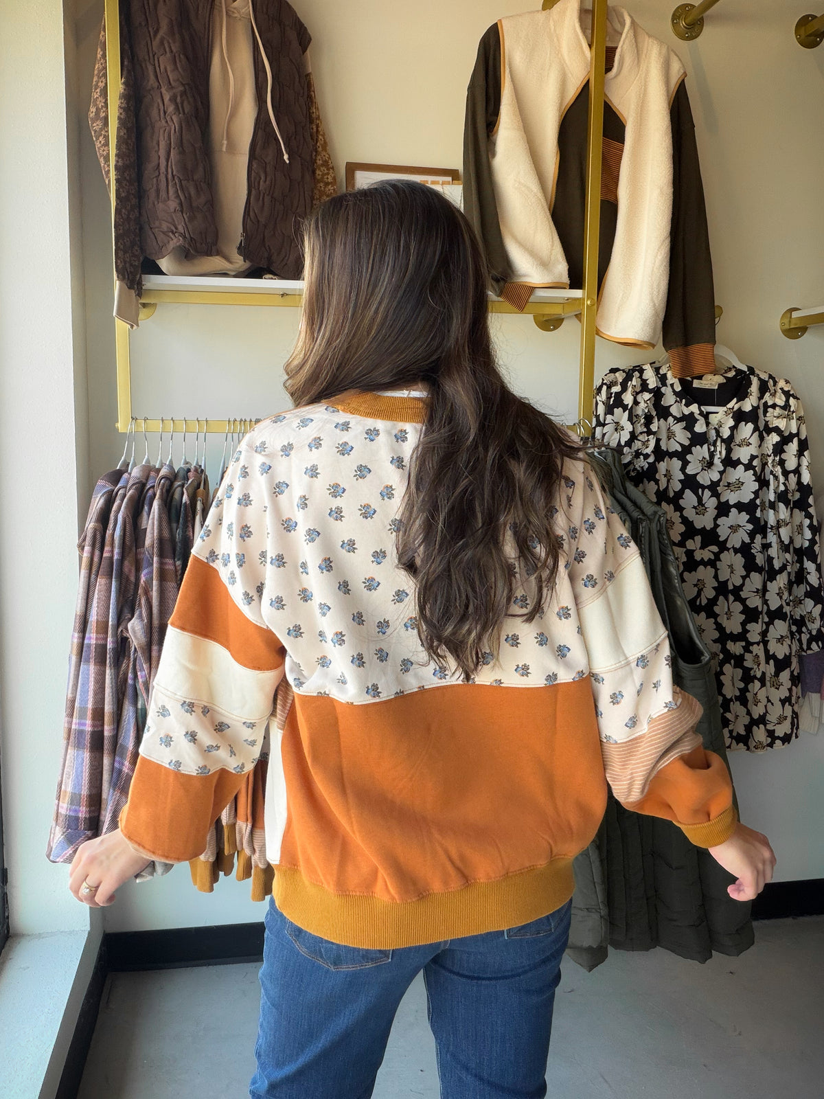 Mocha Stripe Accent Pullover