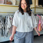White Melange Half Sleeve Cardigan