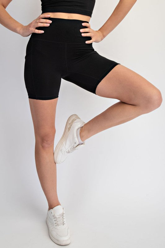 Black Knit Biker Shorts