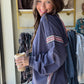 Navy Embroidered Trim Hoodie