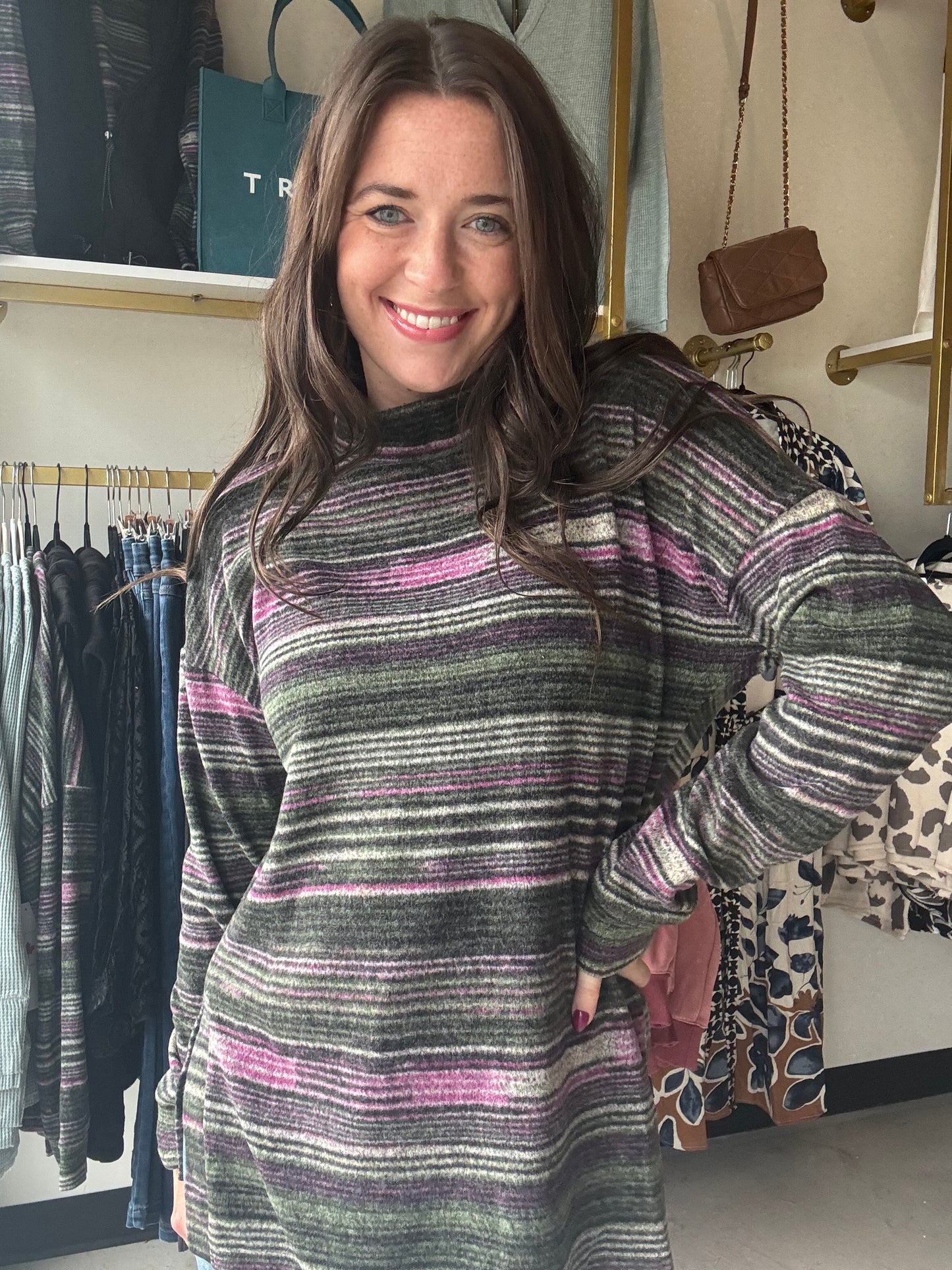 Pink Flambe Mock Neck