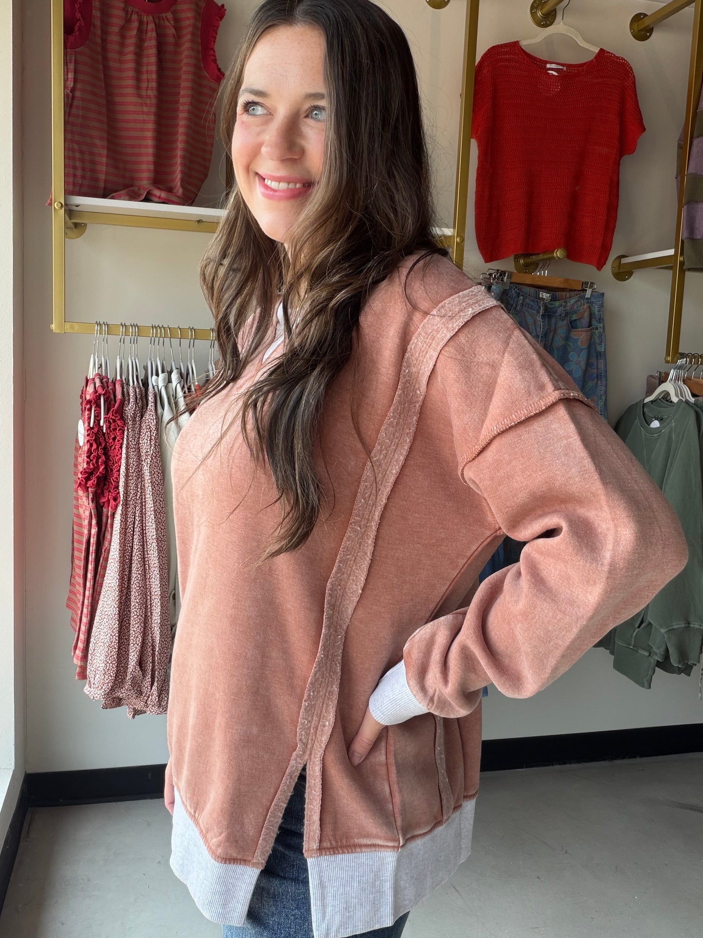 Rust Acid Wash Pullover