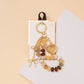 Heart Charm Beaded Bag Charm Keychain with Pearl and Bow