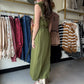 Gold Accent Belt Midi Dress