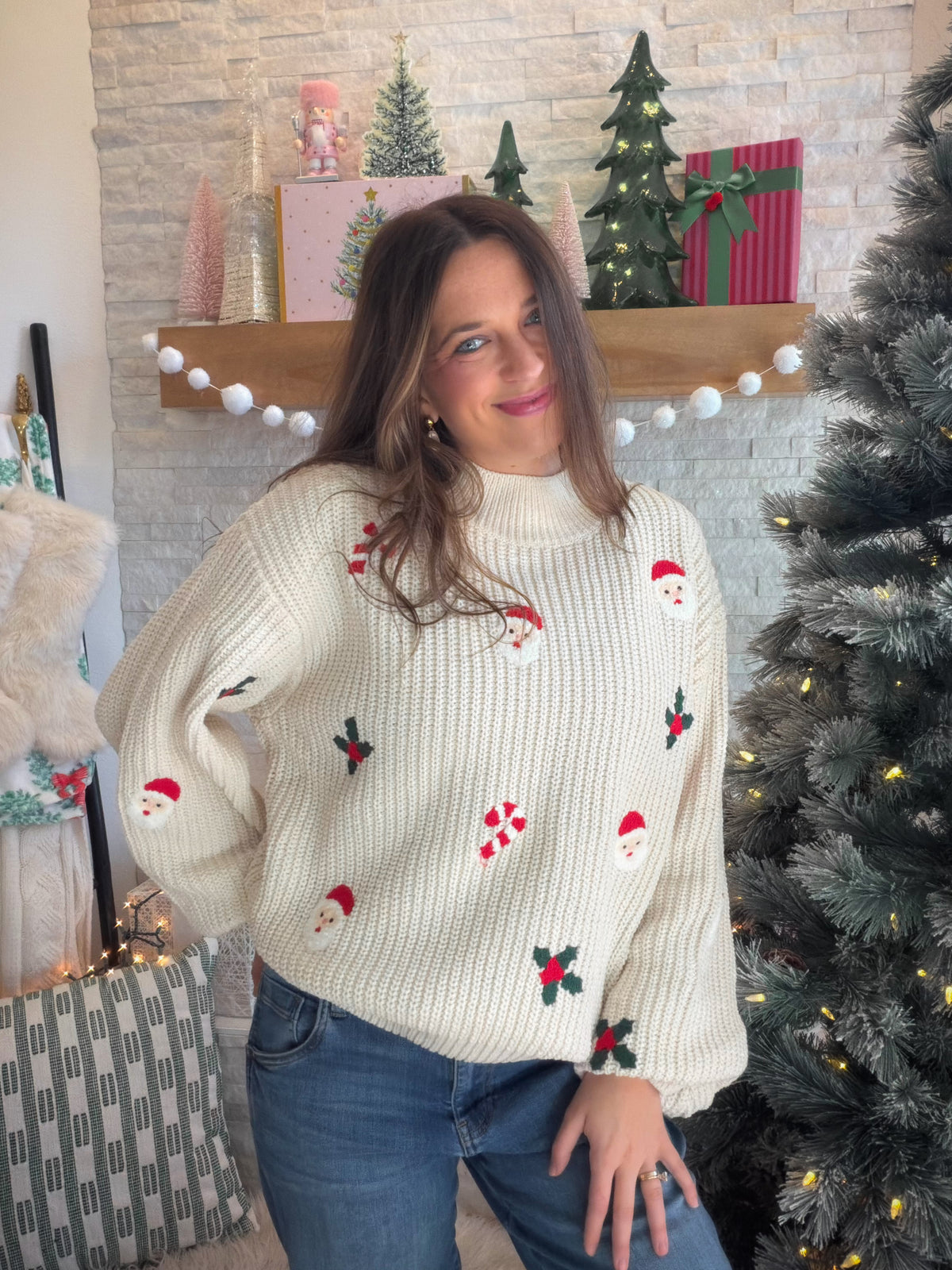 Christmas Motif Chenille Sweater