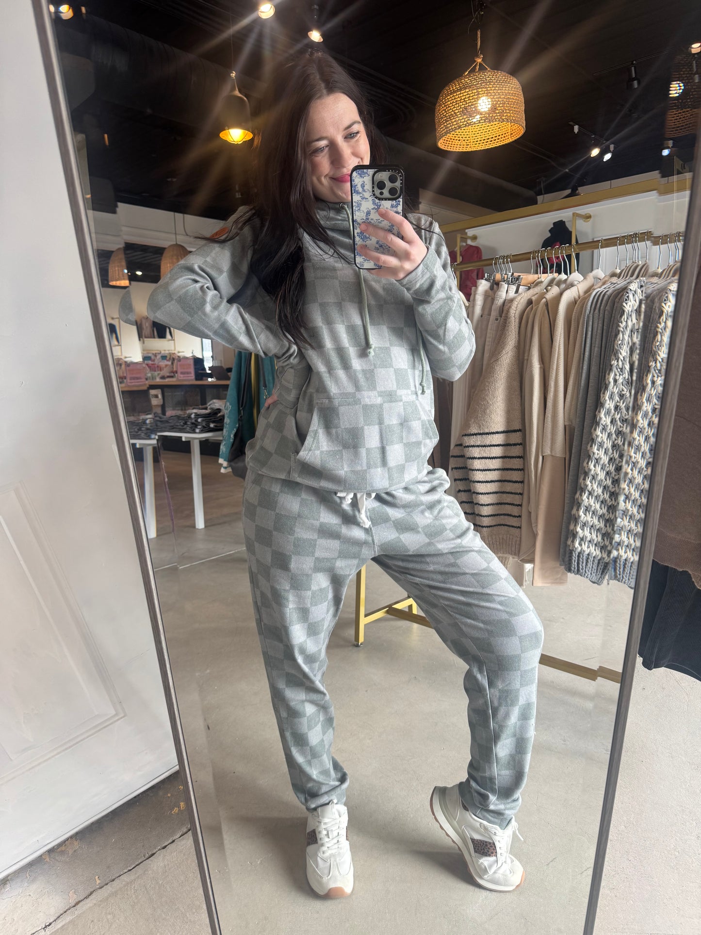 Olive Check Ashley Hoodie