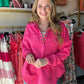 Fuchsia Deep V Cuff Pullover