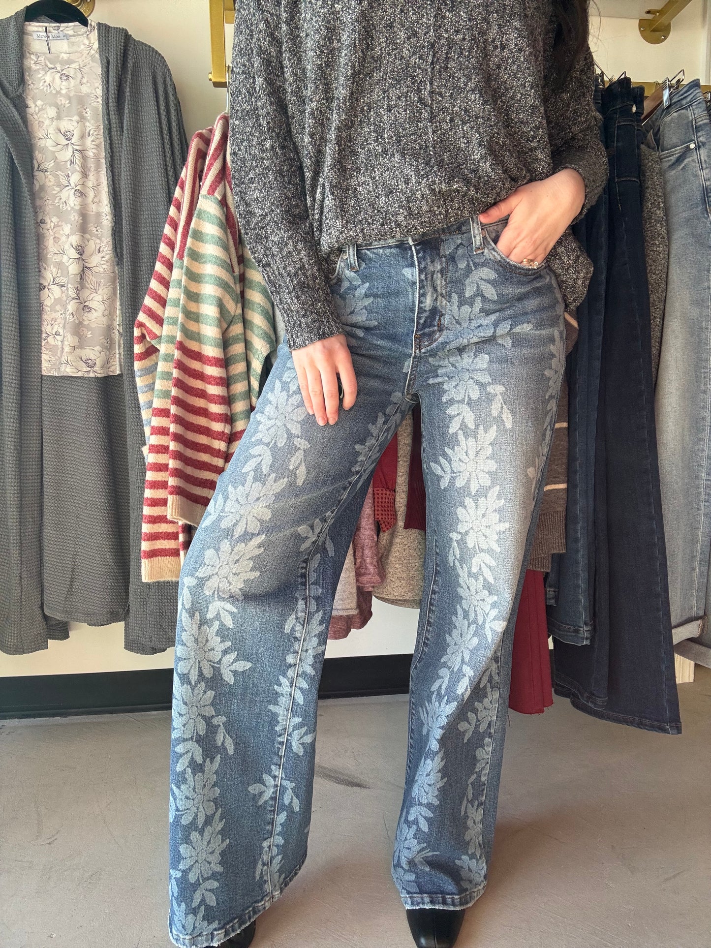Daisy Laser Print Denim