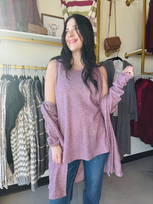 Classic Fig Tank & Cardigan Set