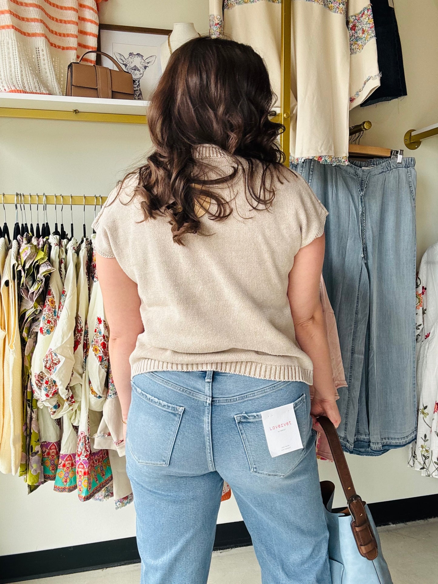 Taupe Diamond Stitch Sweater