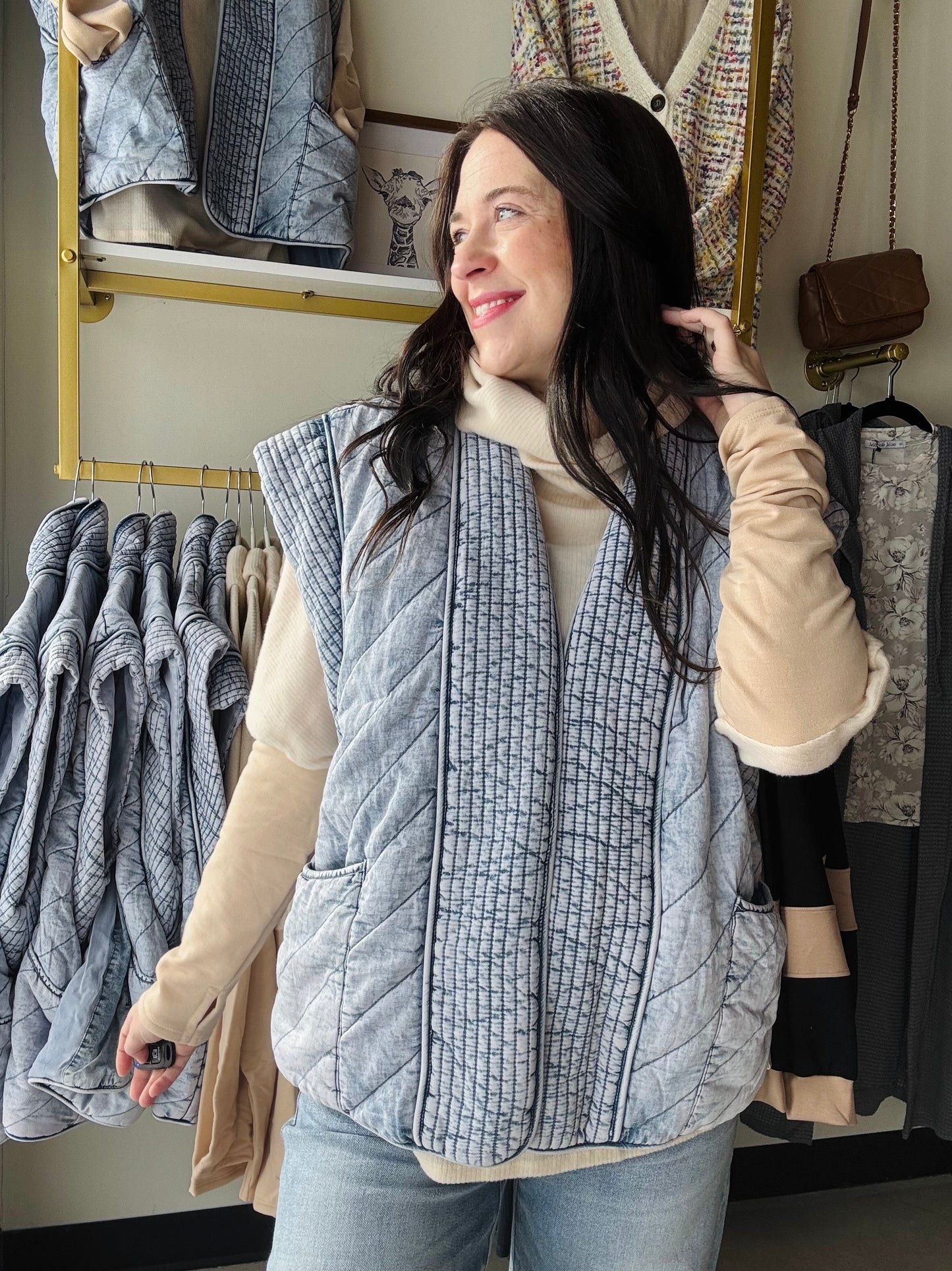 Quilted Chambray Vest