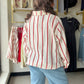 Cream & Red Stripe Gauze Top